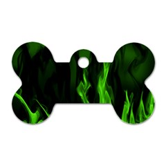 Smoke Flame Abstract Green Dog Tag Bone (one Side) by HermanTelo