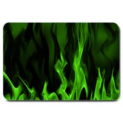 Smoke Flame Abstract Green Large Doormat 