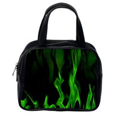 Smoke Flame Abstract Green Classic Handbag (one Side)