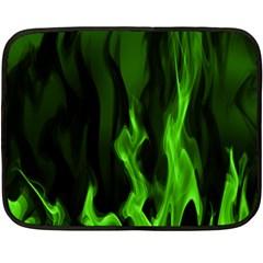 Smoke Flame Abstract Green Double Sided Fleece Blanket (mini)  by HermanTelo