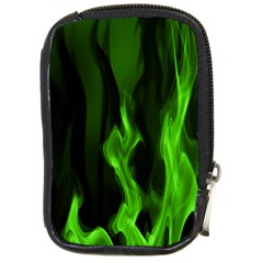 Smoke Flame Abstract Green Compact Camera Leather Case by HermanTelo