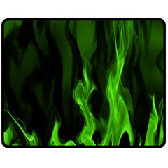 Smoke Flame Abstract Green Fleece Blanket (medium) 