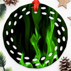 Smoke Flame Abstract Green Ornament (round Filigree)