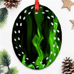 Smoke Flame Abstract Green Ornament (oval Filigree)