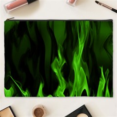 Smoke Flame Abstract Green Cosmetic Bag (xxxl) by HermanTelo