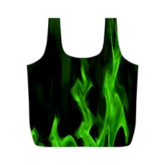 Smoke Flame Abstract Green Full Print Recycle Bag (m) by HermanTelo