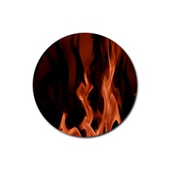 Smoke Flame Abstract Orange Red Rubber Round Coaster (4 Pack) 