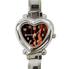 Smoke Flame Abstract Orange Red Heart Italian Charm Watch