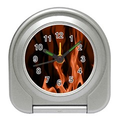 Smoke Flame Abstract Orange Red Travel Alarm Clock