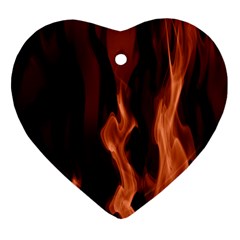 Smoke Flame Abstract Orange Red Heart Ornament (two Sides) by HermanTelo