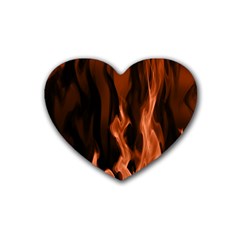 Smoke Flame Abstract Orange Red Rubber Coaster (heart) 