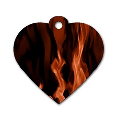 Smoke Flame Abstract Orange Red Dog Tag Heart (one Side)