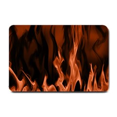 Smoke Flame Abstract Orange Red Small Doormat  by HermanTelo