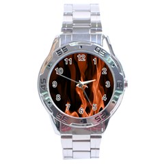 Smoke Flame Abstract Orange Red Stainless Steel Analogue Watch