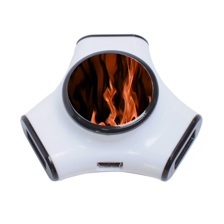 Smoke Flame Abstract Orange Red 3-Port USB Hub