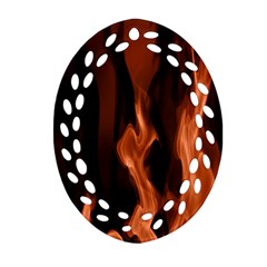 Smoke Flame Abstract Orange Red Ornament (oval Filigree) by HermanTelo