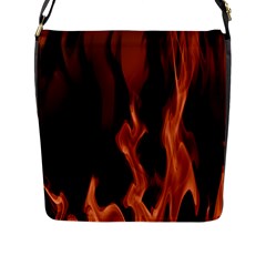 Smoke Flame Abstract Orange Red Flap Closure Messenger Bag (l)