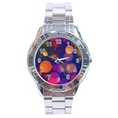 Seamless Pattern Design Tiling Stainless Steel Analogue Watch by HermanTelo