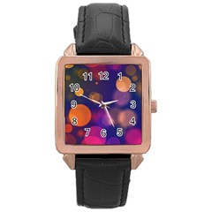 Seamless Pattern Design Tiling Rose Gold Leather Watch 