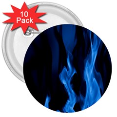 Smoke Flame Abstract Blue 3  Buttons (10 Pack)  by HermanTelo