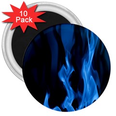 Smoke Flame Abstract Blue 3  Magnets (10 Pack)  by HermanTelo