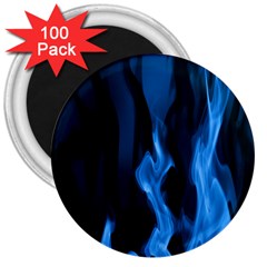 Smoke Flame Abstract Blue 3  Magnets (100 Pack) by HermanTelo