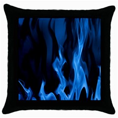 Smoke Flame Abstract Blue Throw Pillow Case (black) by HermanTelo