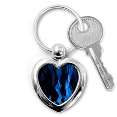 Smoke Flame Abstract Blue Key Chains (heart)  by HermanTelo