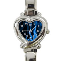 Smoke Flame Abstract Blue Heart Italian Charm Watch by HermanTelo