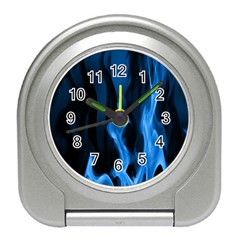 Smoke Flame Abstract Blue Travel Alarm Clock