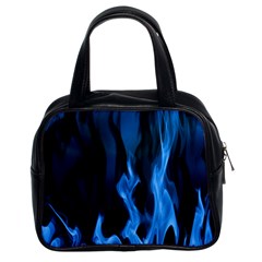 Smoke Flame Abstract Blue Classic Handbag (two Sides)