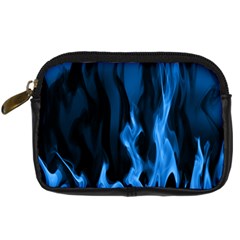 Smoke Flame Abstract Blue Digital Camera Leather Case