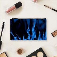 Smoke Flame Abstract Blue Cosmetic Bag (small)