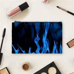 Smoke Flame Abstract Blue Cosmetic Bag (medium)