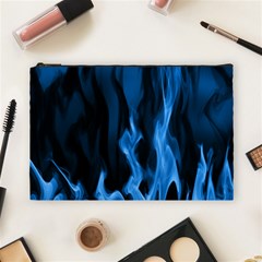 Smoke Flame Abstract Blue Cosmetic Bag (large)