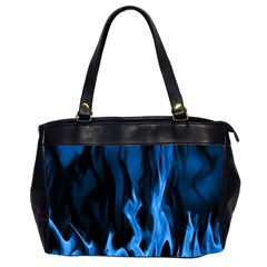 Smoke Flame Abstract Blue Oversize Office Handbag (2 Sides)