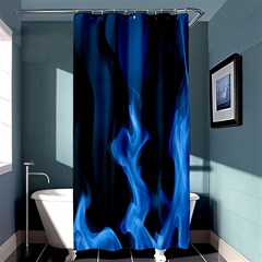 Smoke Flame Abstract Blue Shower Curtain 36  X 72  (stall)  by HermanTelo