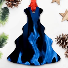 Smoke Flame Abstract Blue Ornament (christmas Tree) 