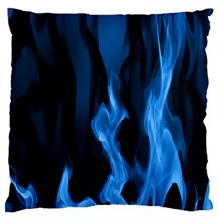 Smoke Flame Abstract Blue Large Cushion Case (one Side) by HermanTelo