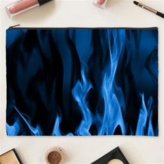 Smoke Flame Abstract Blue Cosmetic Bag (xxxl) by HermanTelo