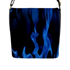 Smoke Flame Abstract Blue Flap Closure Messenger Bag (l)