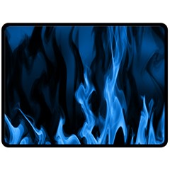 Smoke Flame Abstract Blue Double Sided Fleece Blanket (large)  by HermanTelo