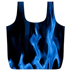 Smoke Flame Abstract Blue Full Print Recycle Bag (xl) by HermanTelo