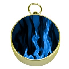 Smoke Flame Abstract Blue Gold Compasses