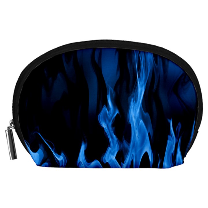 Smoke Flame Abstract Blue Accessory Pouch (Large)