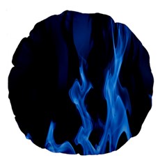 Smoke Flame Abstract Blue Large 18  Premium Flano Round Cushions