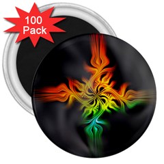 Smoke Rainbow Abstract Fractal 3  Magnets (100 Pack) by HermanTelo