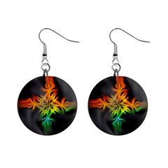 Smoke Rainbow Abstract Fractal Mini Button Earrings