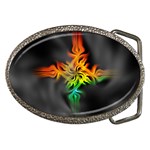 Smoke Rainbow Abstract Fractal Belt Buckles Front