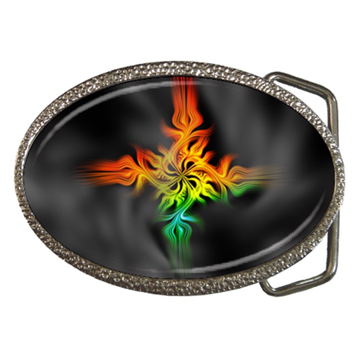 Smoke Rainbow Abstract Fractal Belt Buckles